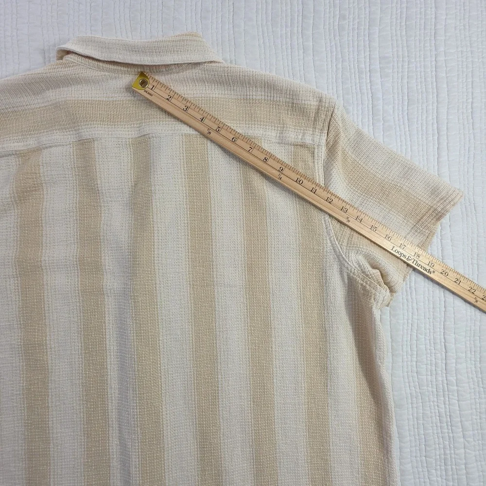 ROWM Open Weave Cotton Shirt Men's 3XT Tan Short Sleeve Button Up Vactionwear